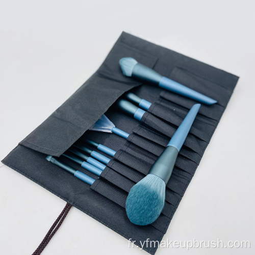 Set de pinceau de maquillage végétalien de luxe de poignée en bois